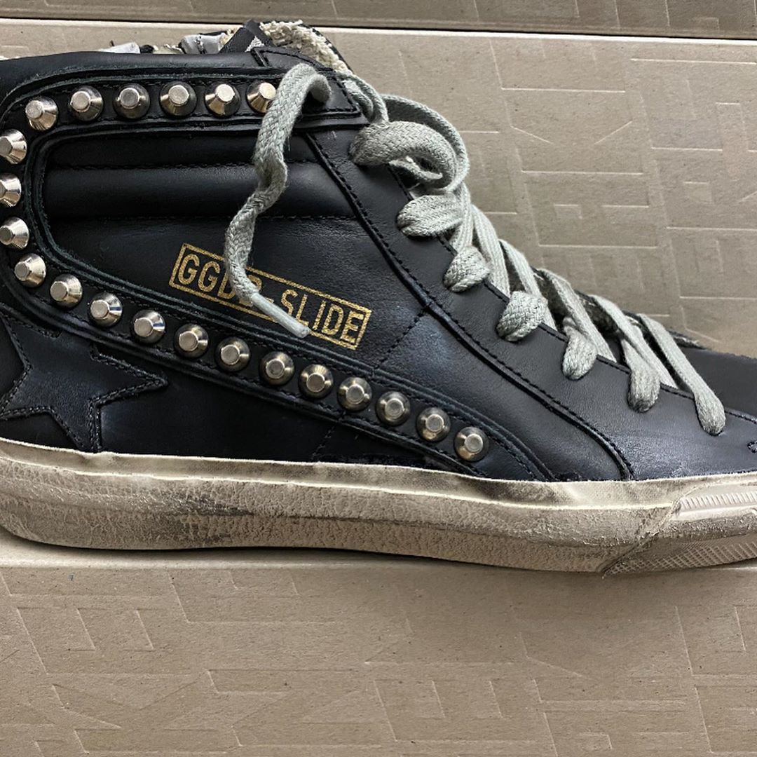 Golden Goose Slide Hi-top Sneakers In Black