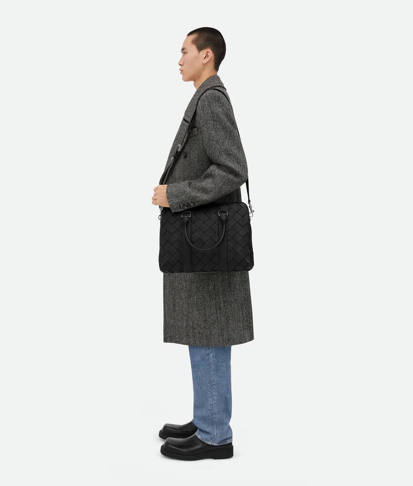 Shop Bottega Veneta Slim Intrecciato Briefcase In Black