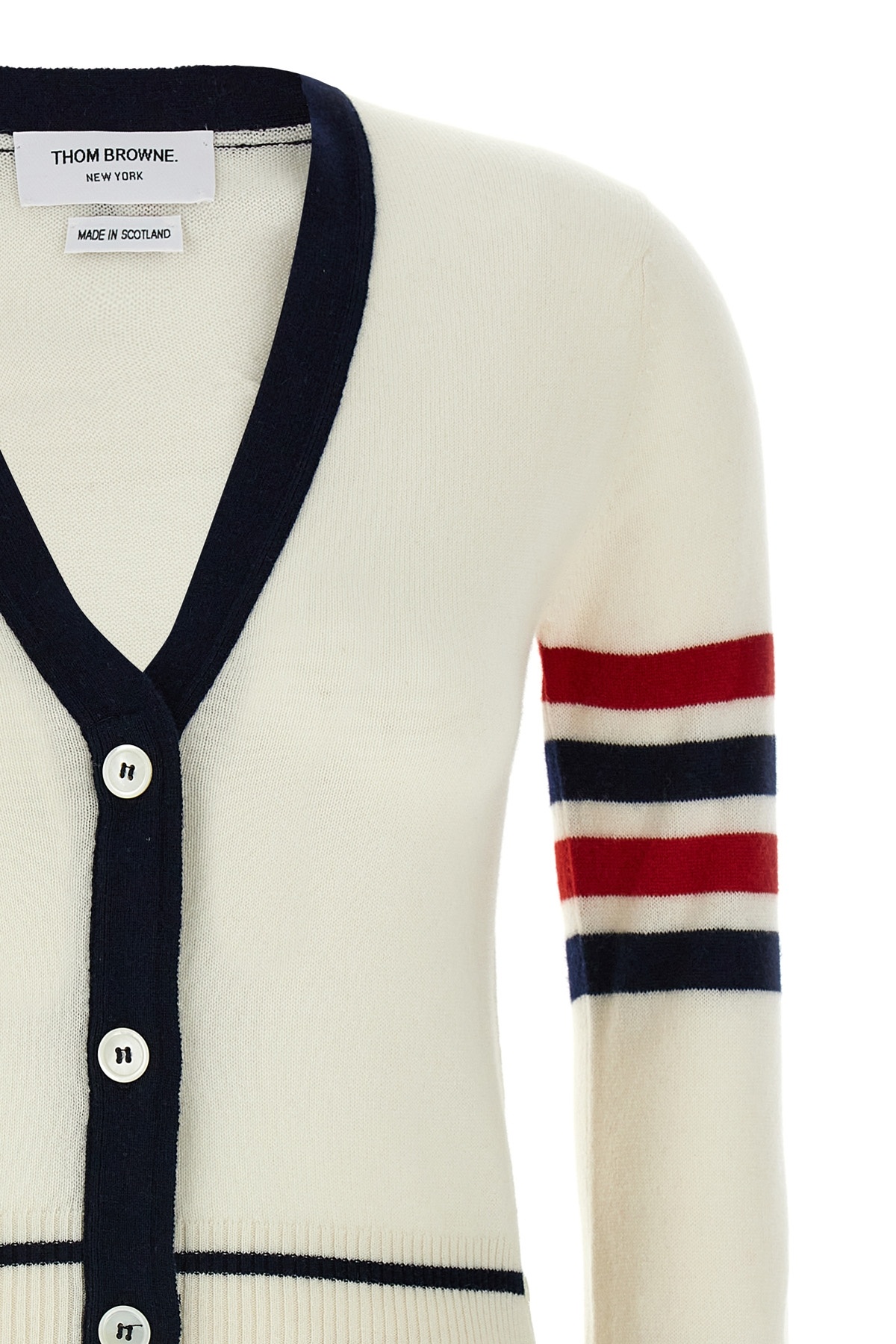 Thom Browne 4 Bar Sweater, Cardigans White In White