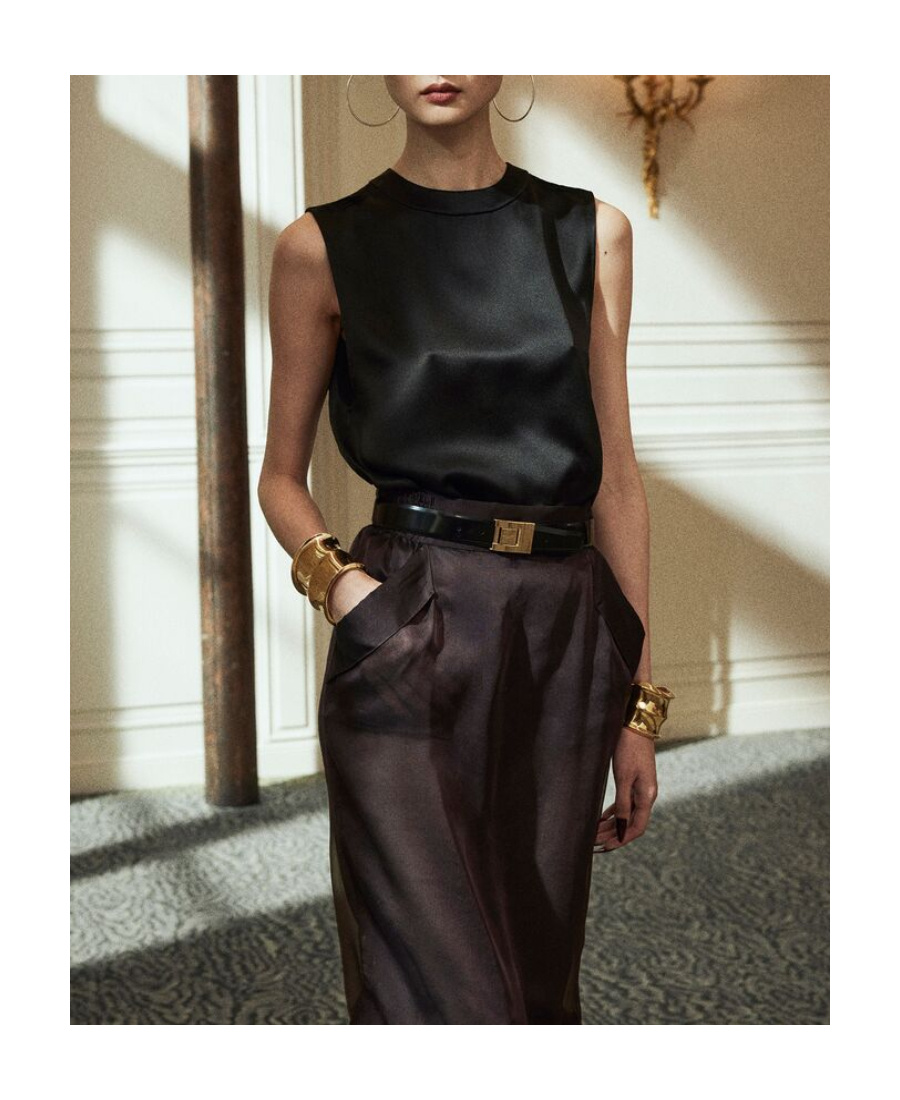 Saint Laurent High Waist Pencil Skirt In Black