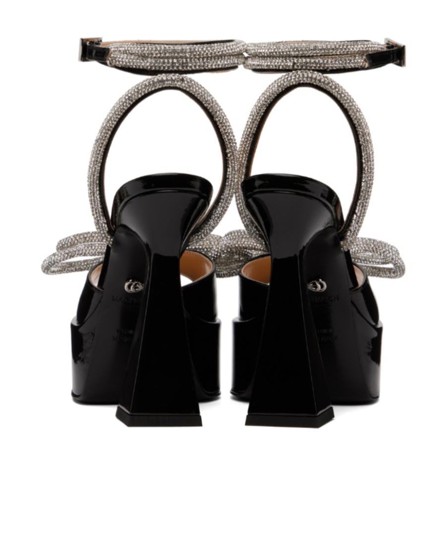 Mach&mach Open-toed Logo High-heeled Sandals In Black