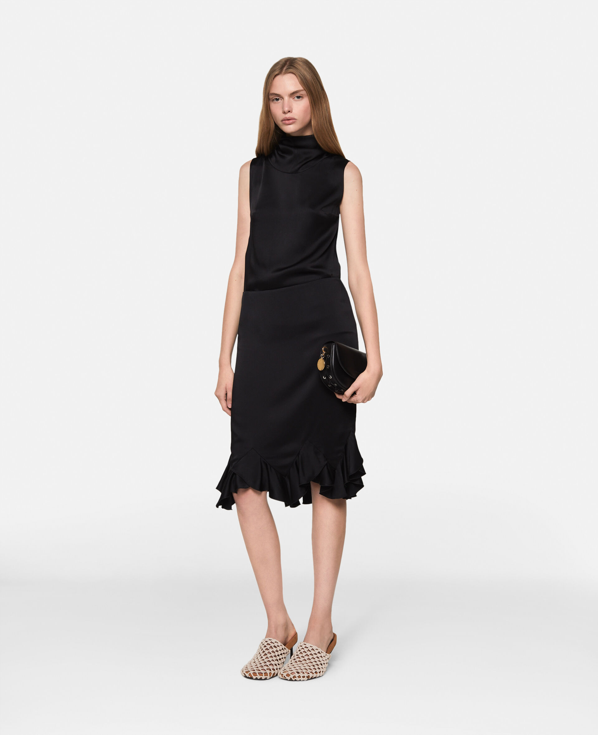 Stella Mccartney Ruffled-hem Midi Skirt In Black