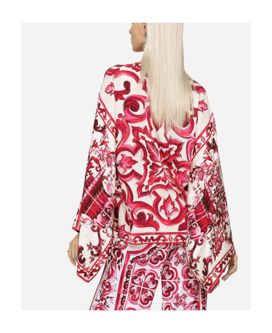 DOLCE & GABBANA DOLCE  GABBANA MAJOLICA-PRINT CREWNECK BLOUSE