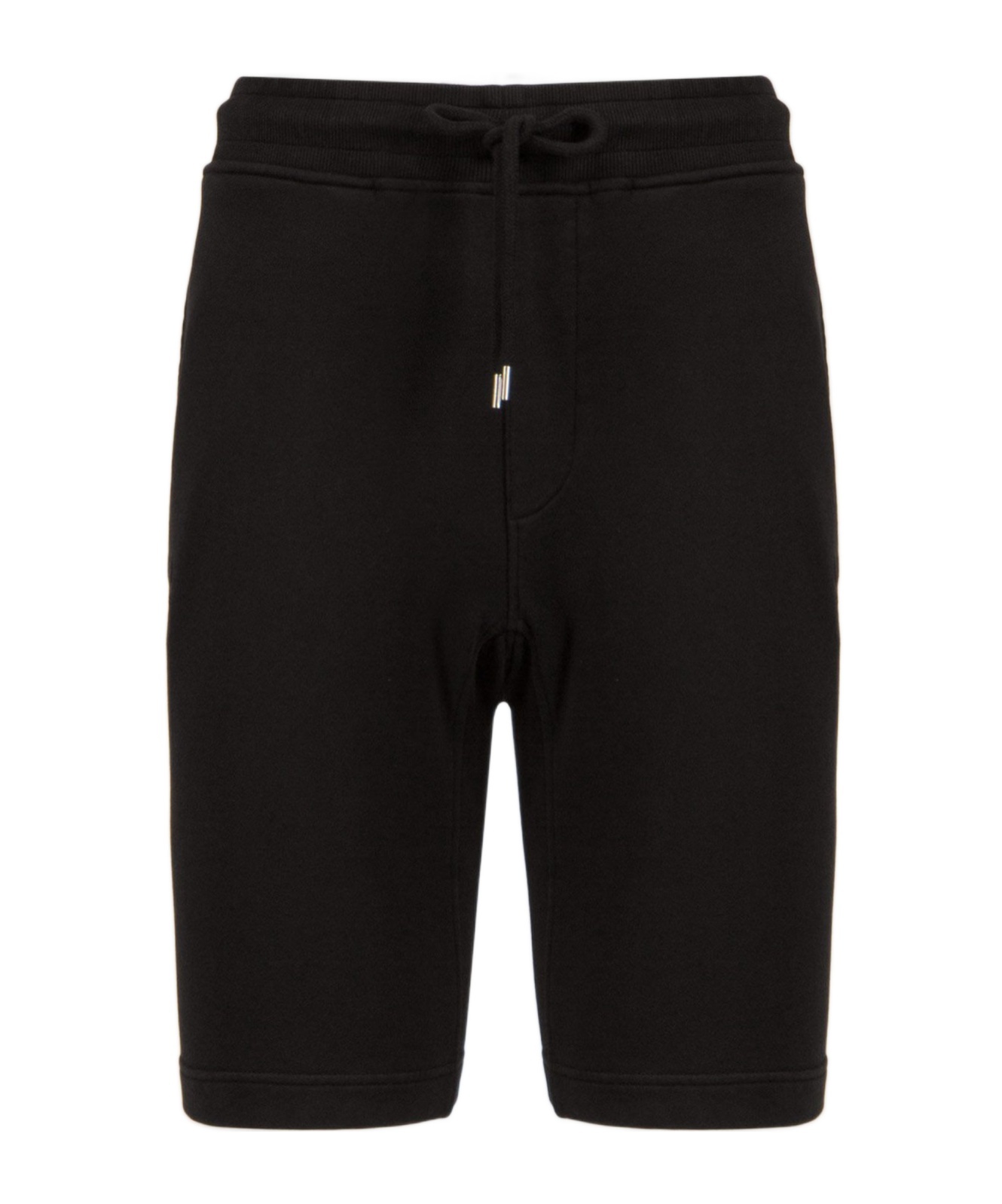C.p. Company Cotton Diagonal Fleece Logo Shorts In Black