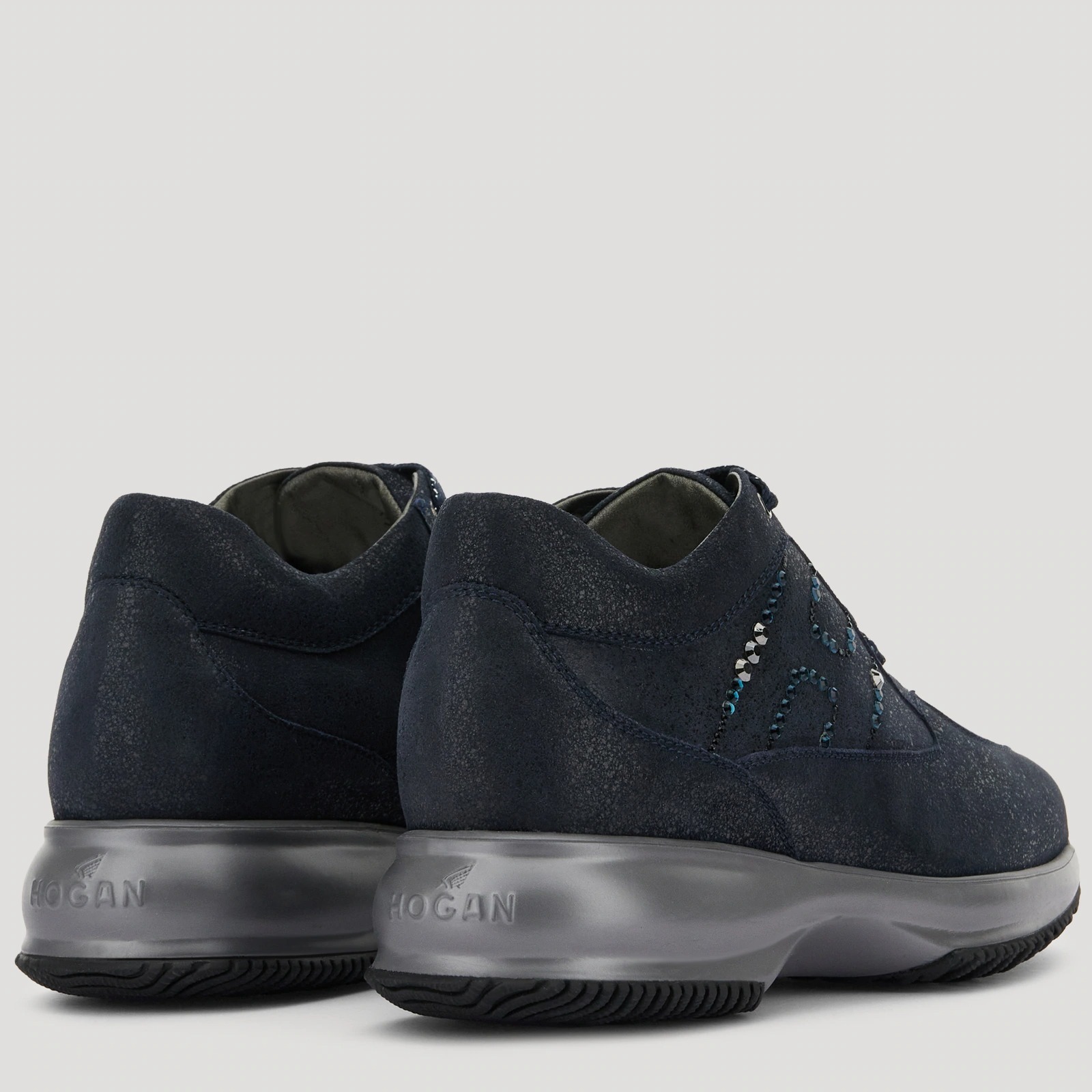 Hogan Crystal-embellished Logo Sneakers In Black