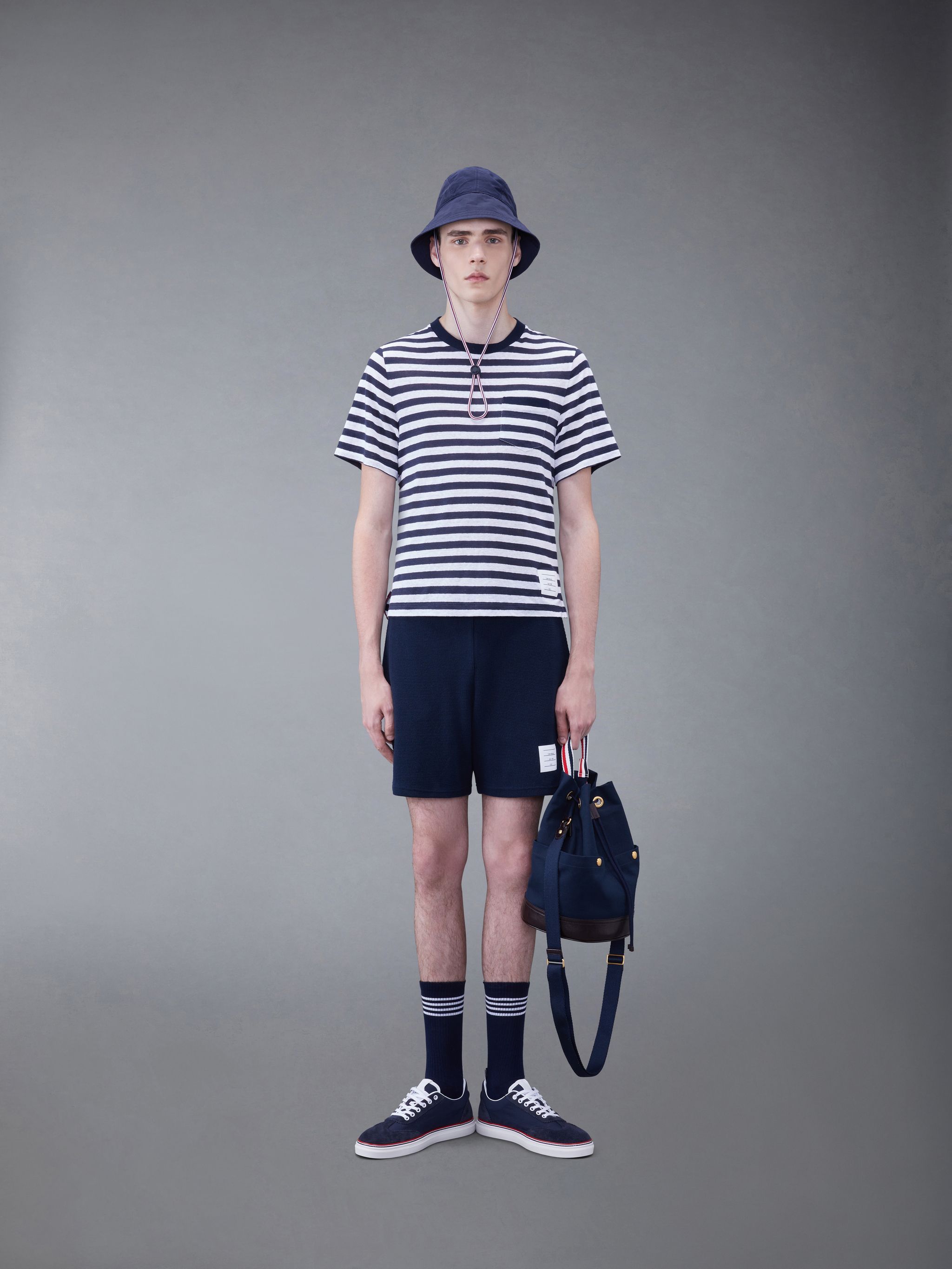 Thom Browne Horizontal-stripe Short-sleeve T-shirt In Multicolor