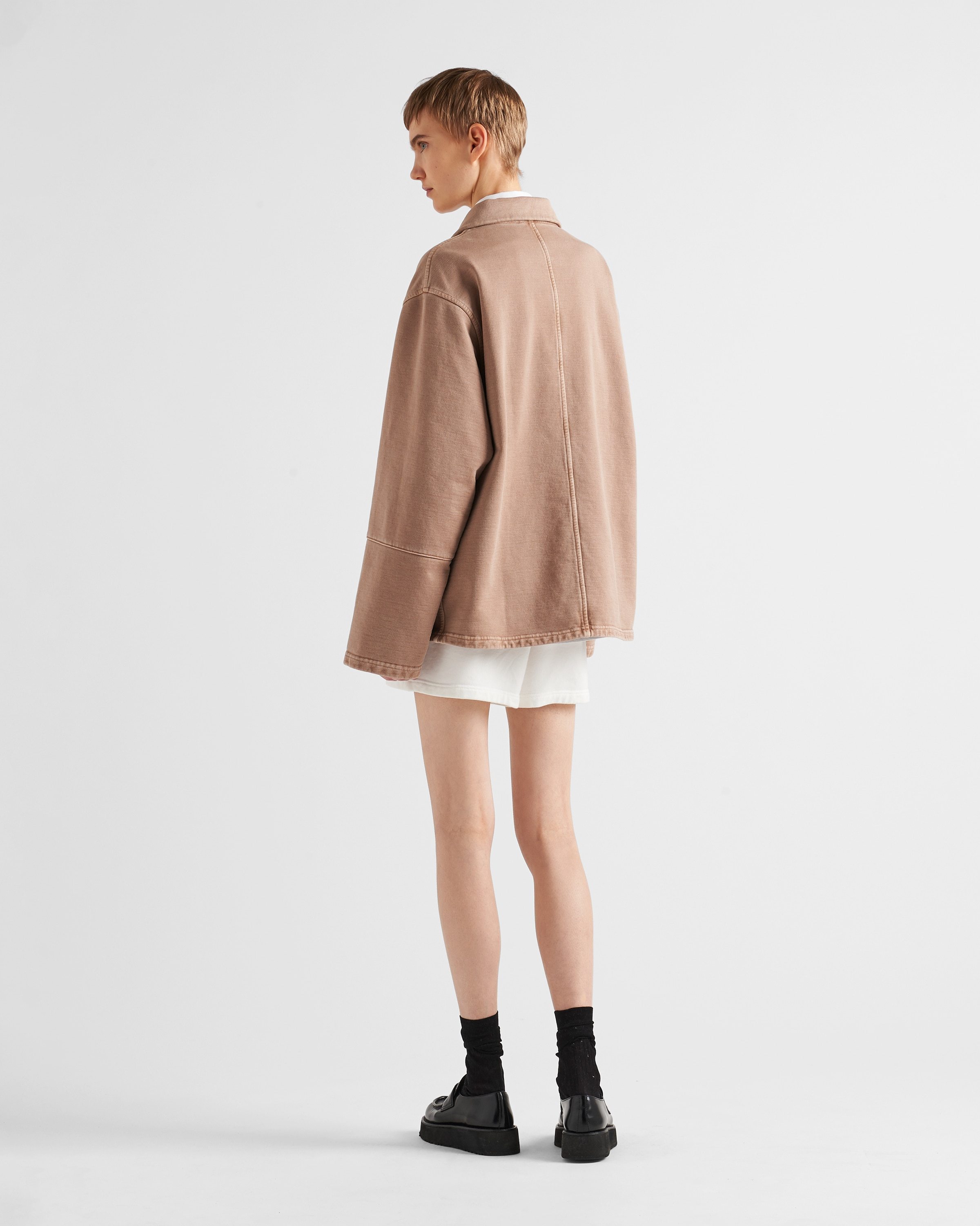 Prada Funnel-neck Cotton Sweatshirt In Brown