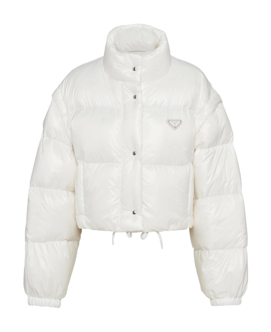 Prada Re-nylon Cropped Convertible Down Jacket In White