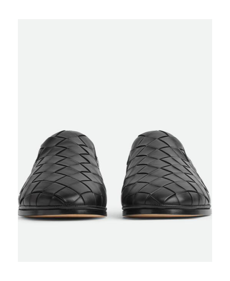 Bottega Veneta Sawyer Blue Slip-on Sneakers With Logo Detail And Intreccio Motif In Leather Man In Black