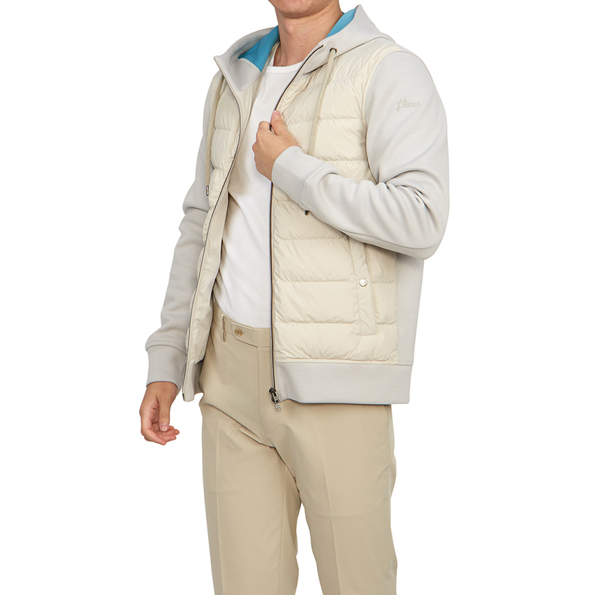 Herno Zip-up Hooded Drawstring Down Jacket In White