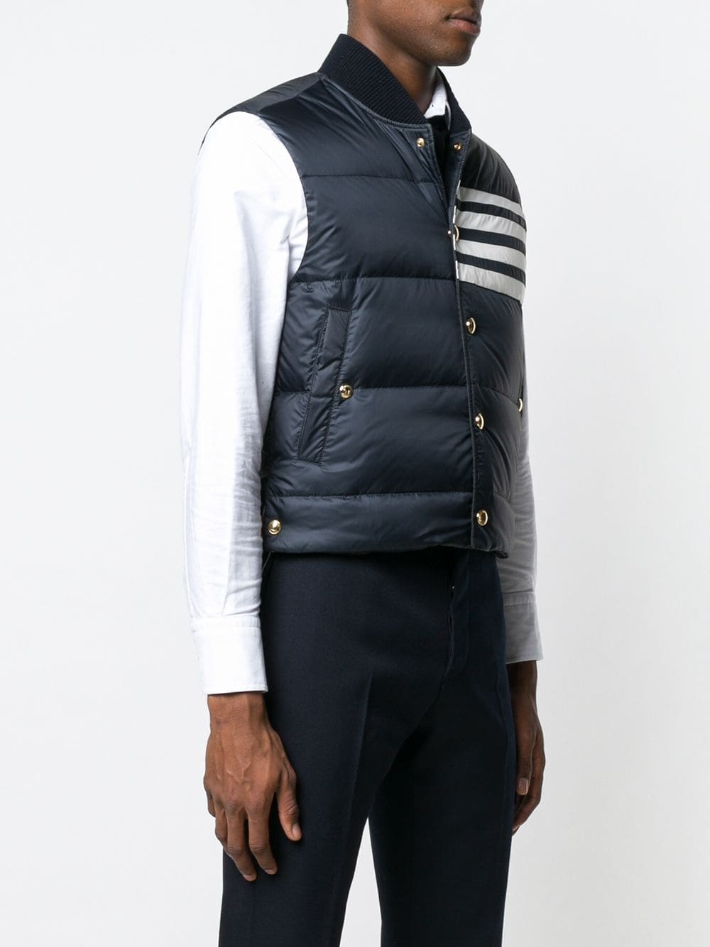 Thom Browne Stripe Down Puffer Vest In Black