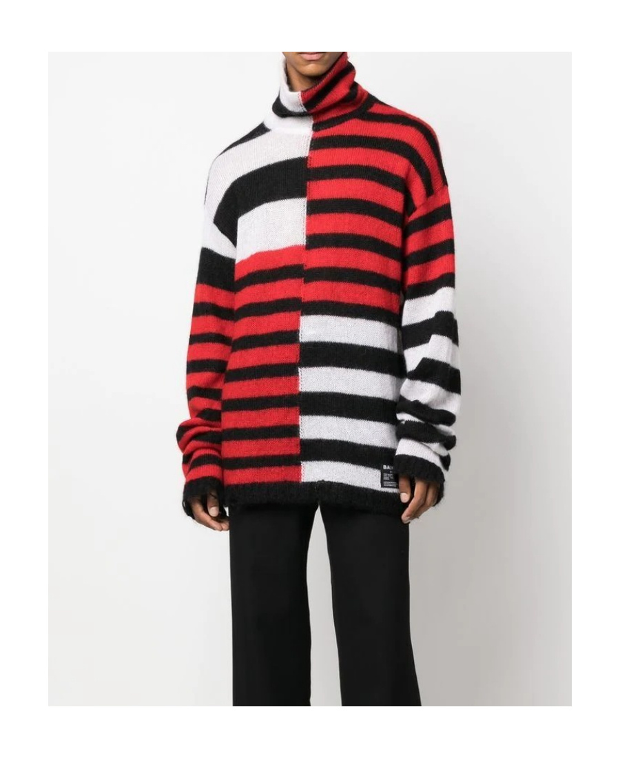 Balmain Patchwork Striped Turtleneck In Multicolor