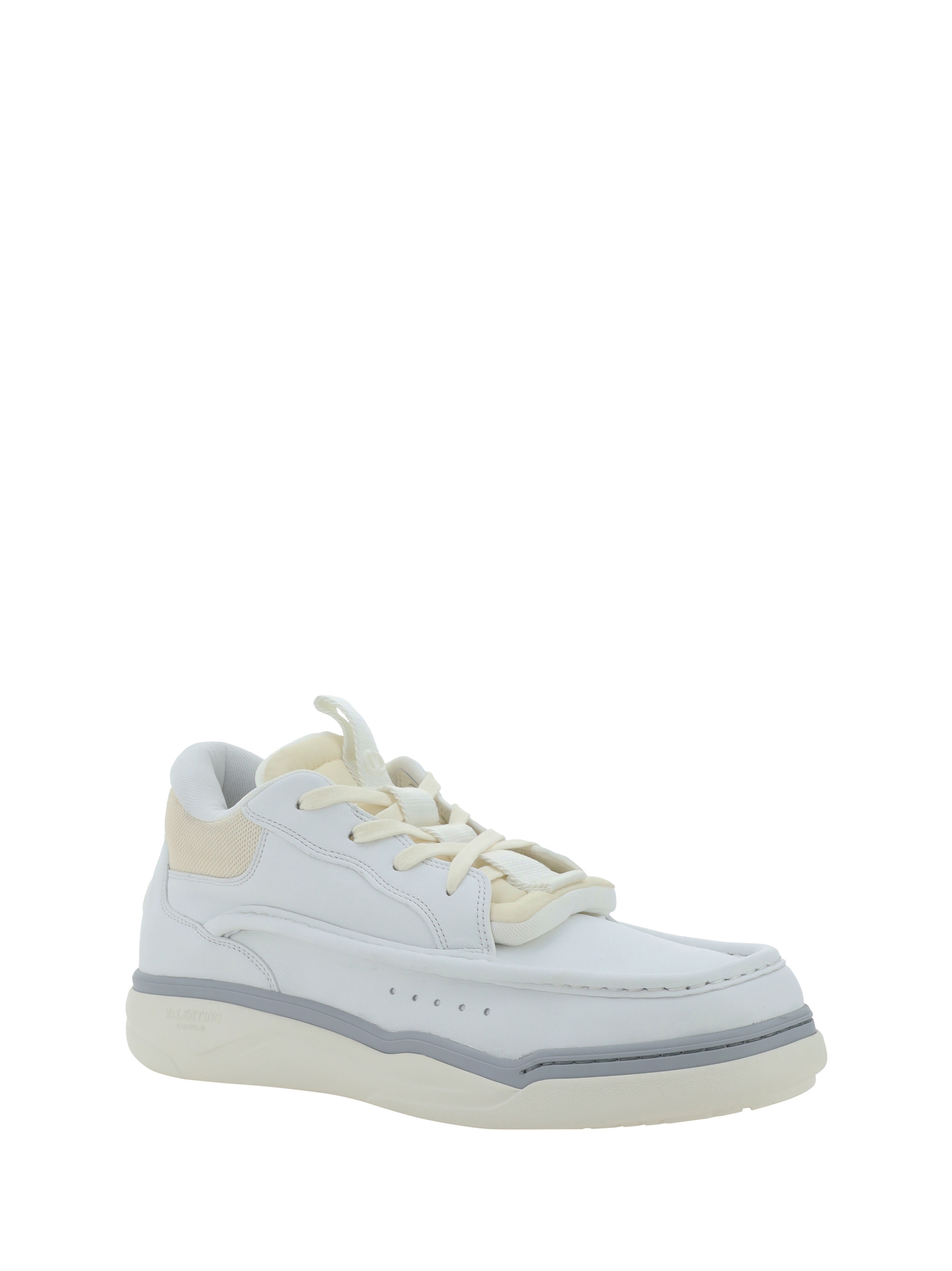 Valentino Calf Leather And Fabric Mid-top Runboot Sneakers In White