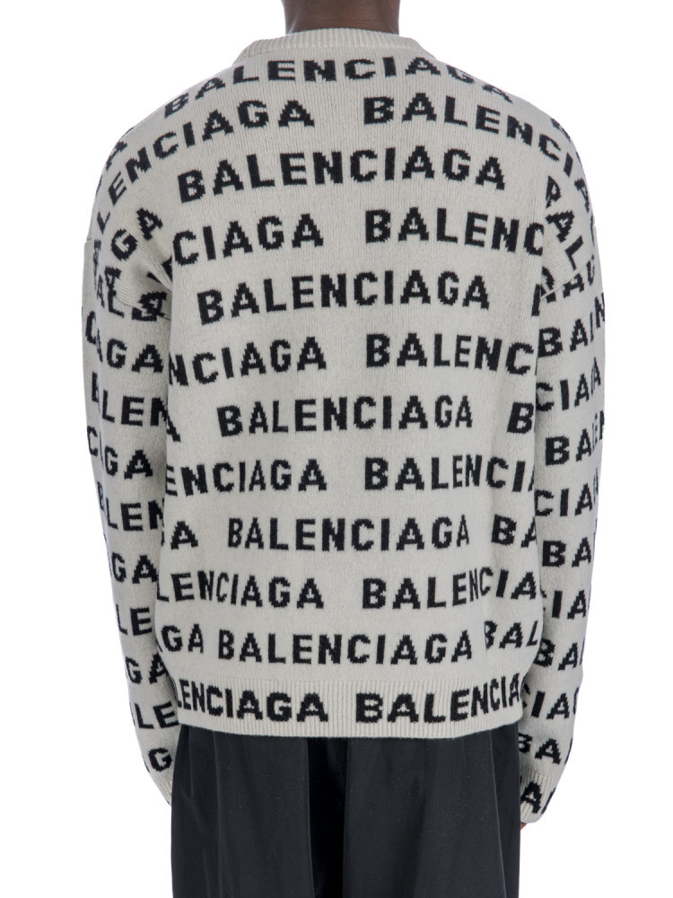 Balenciaga Logo-monogrammed Wool-blend Jumper In White