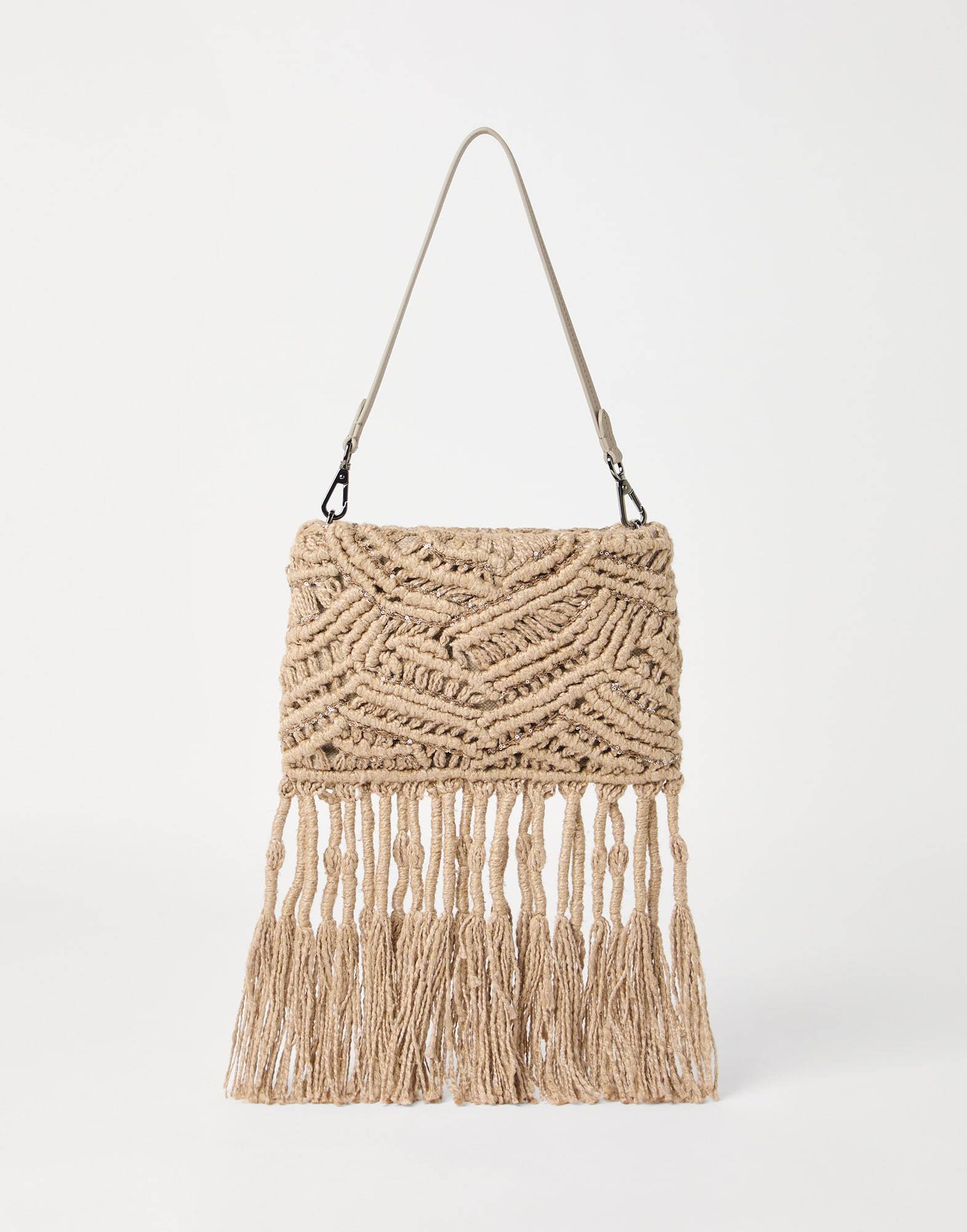 Shop Brunello Cucinelli Fringe-detailing Shoulder Bag In Nude