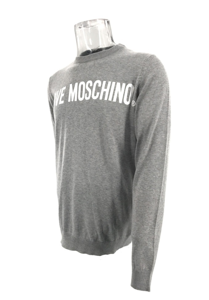 Moschino Logo Long-sleeved Sweater In Gray