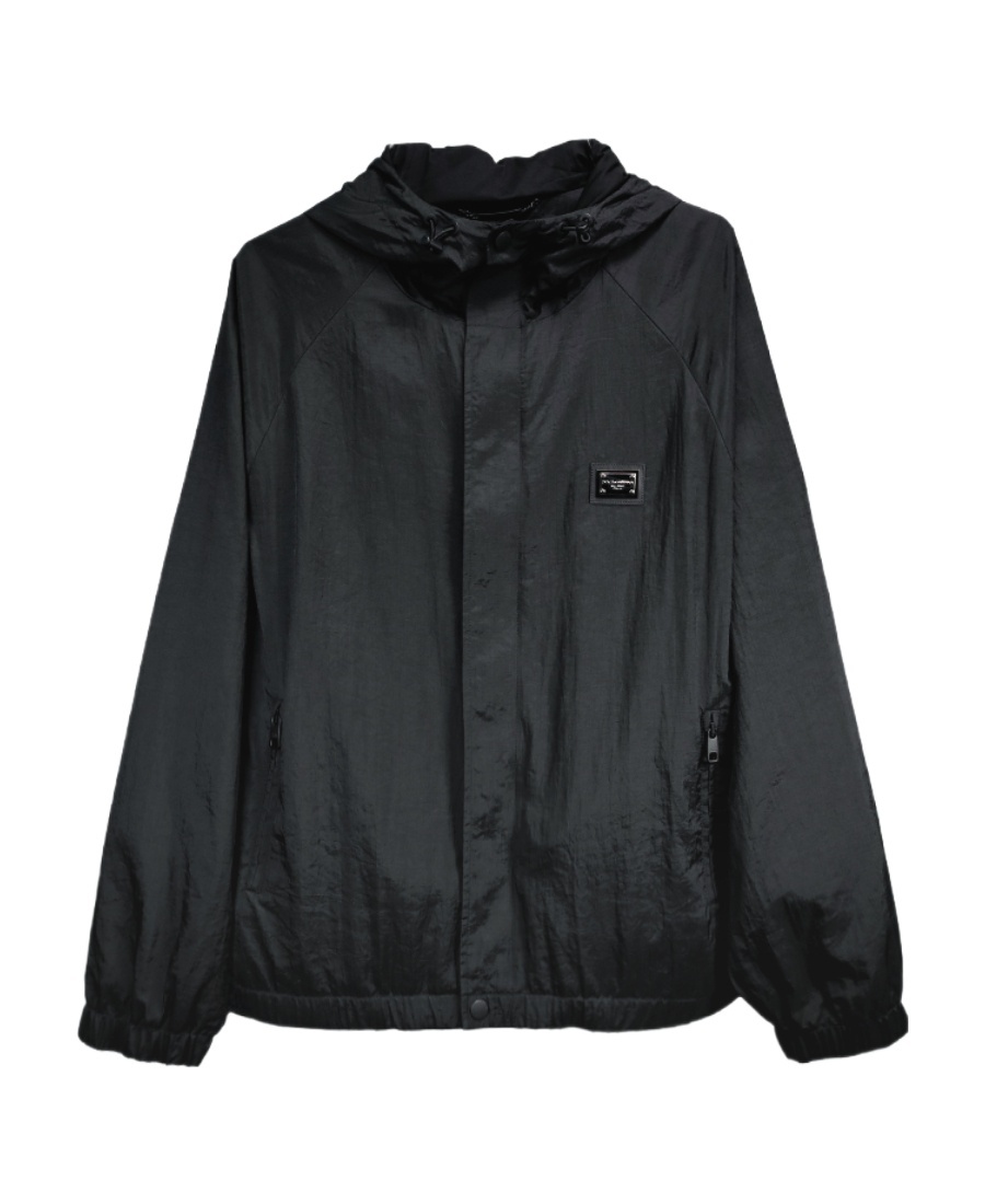 Dolce & Gabbana Drawstring Hooded Jacket In Black
