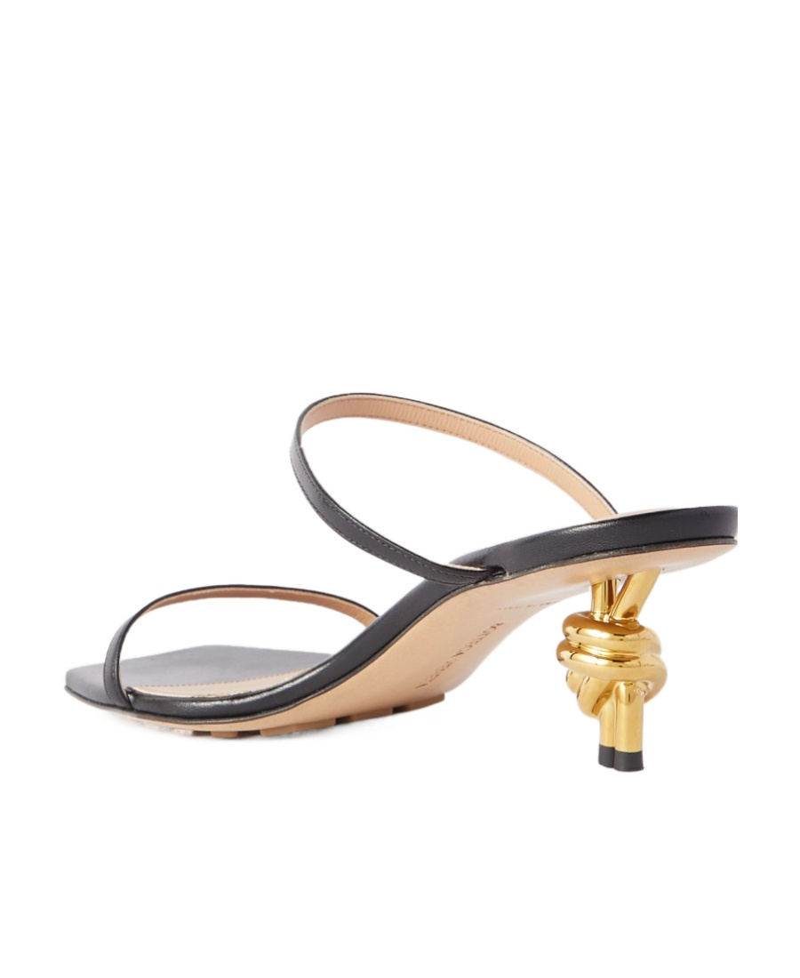 Bottega Veneta Leather Two-band Knot Slide Sandals In Black