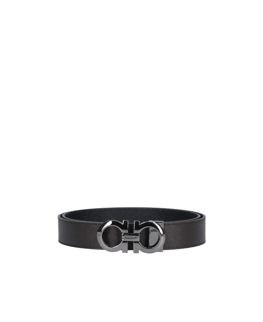Ferragamo Reversible 'gancini' Belt In Black
