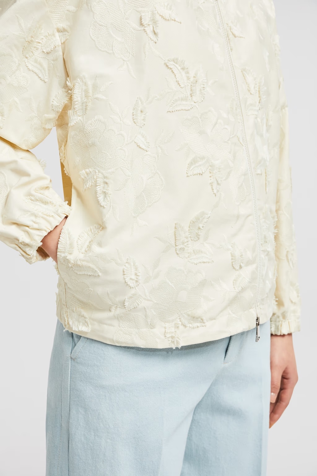 Moncler Charmeil Hooded Jacket In Ivory White