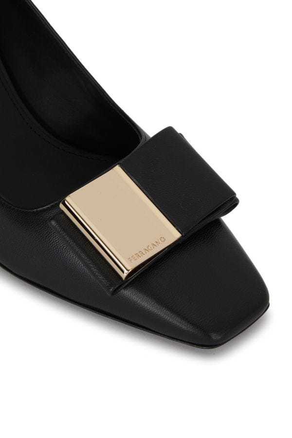 Shop Ferragamo Logo Logo High Heels In Black