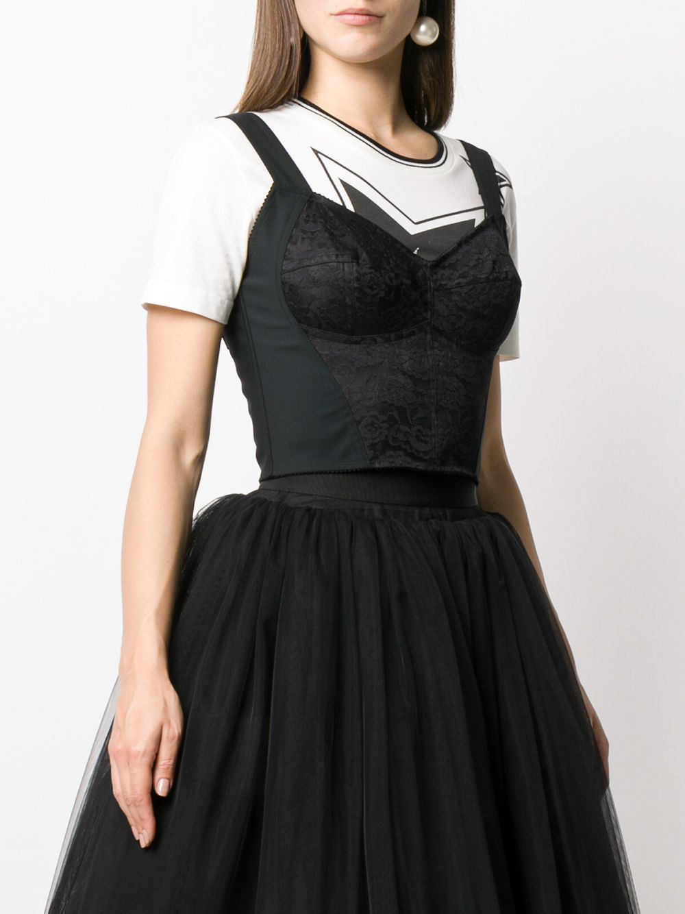 DOLCE & GABBANA FLORAL LACE BUSTIER TOP
