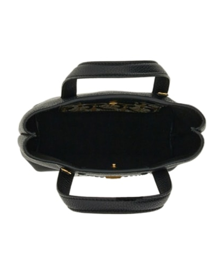 Ferragamo Black Leather Travel Handbag In Black
