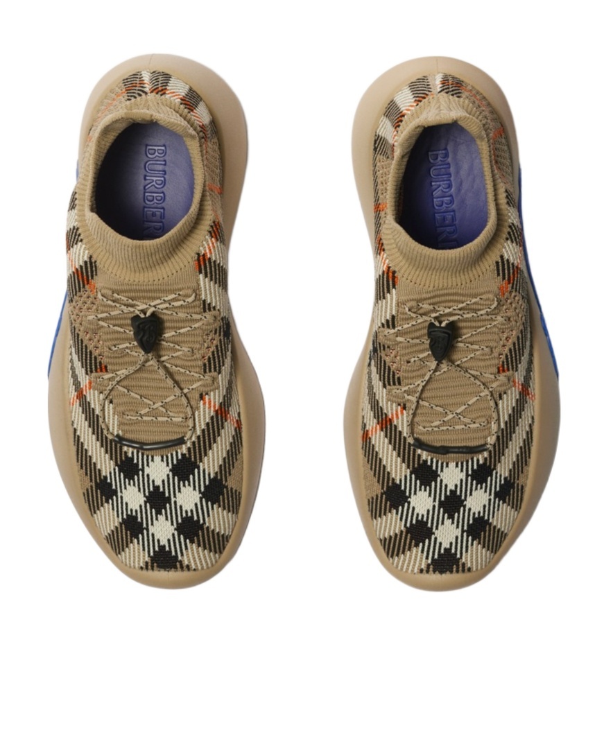 Burberry 'checkered Knit Neptune Sne In Brown