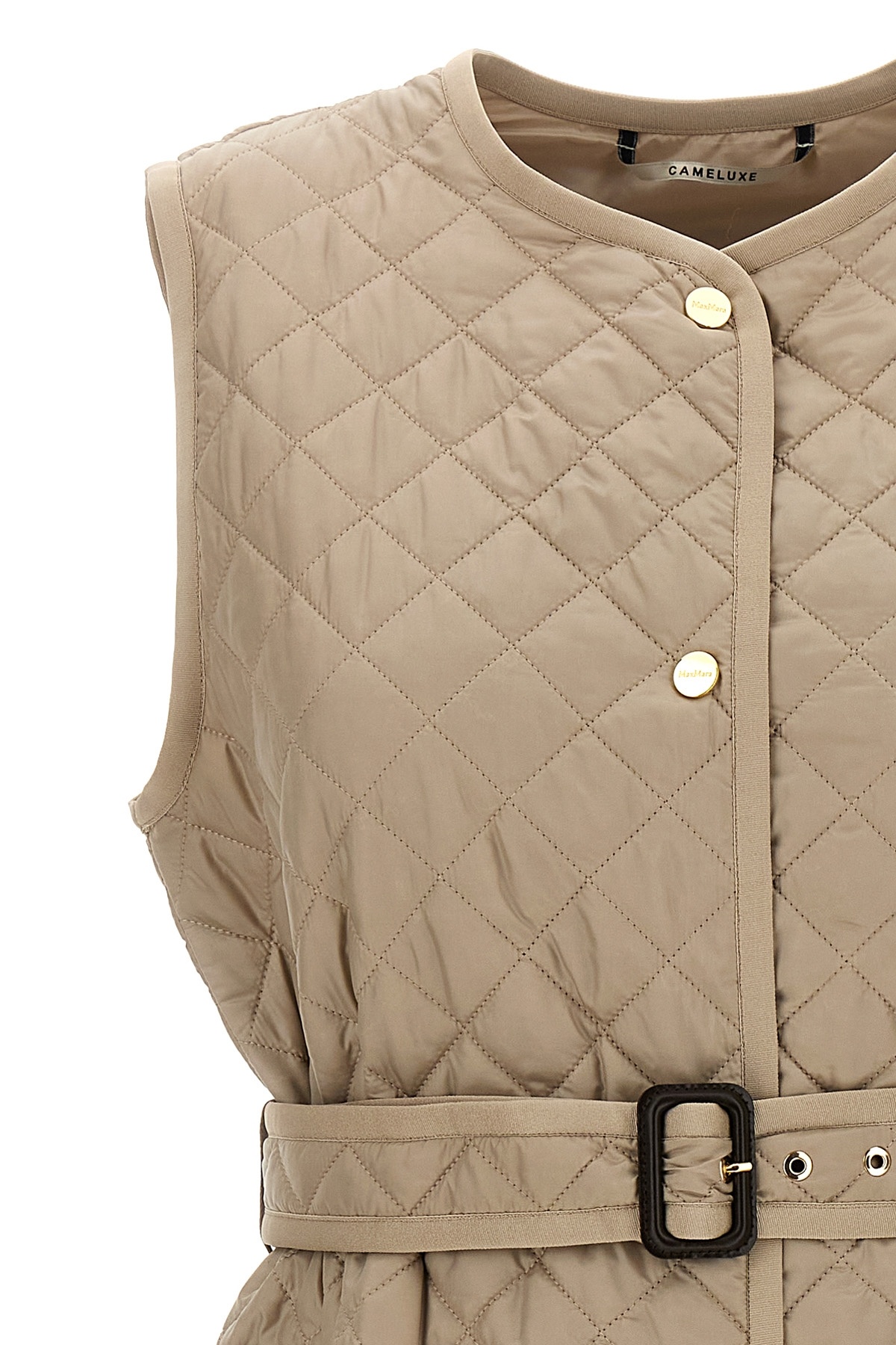 Max Mara Quilted Cotton Vest In Nude