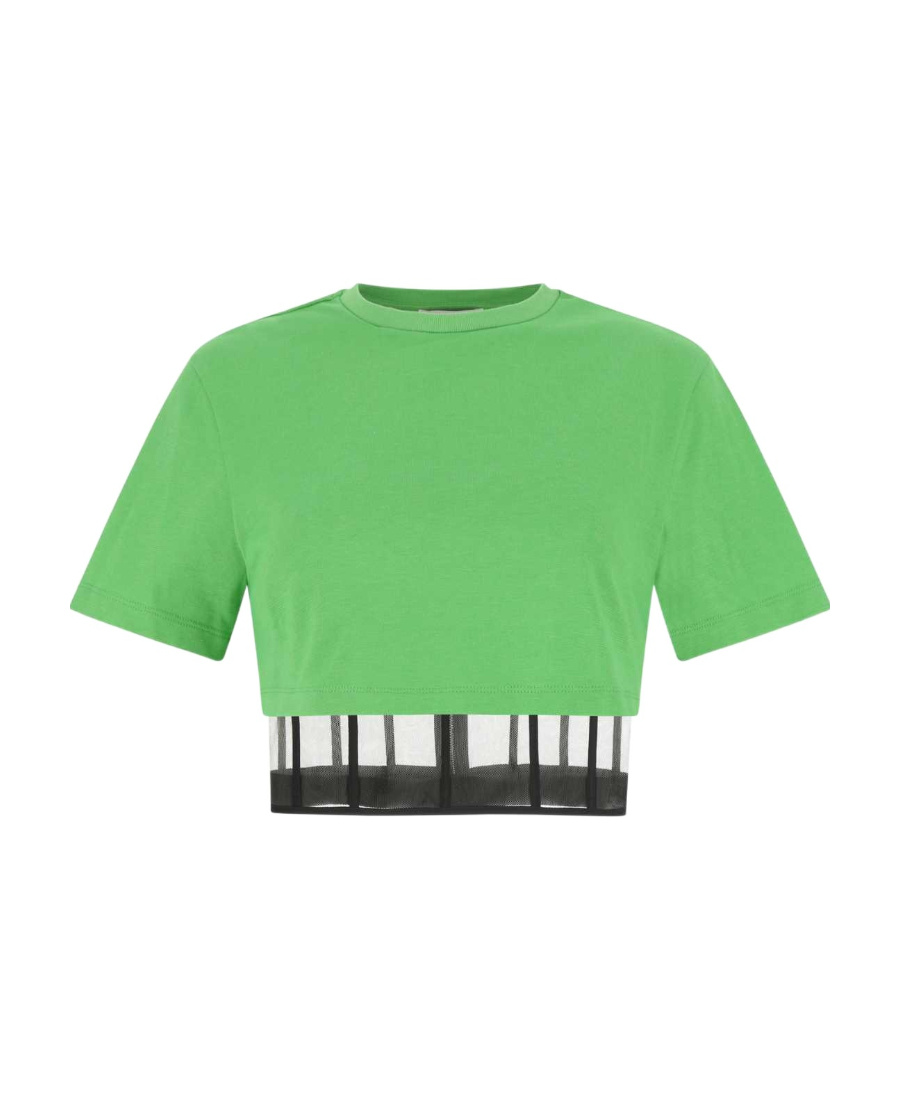 Alexander Mcqueen Cropped Cut-out T-shirt In Green