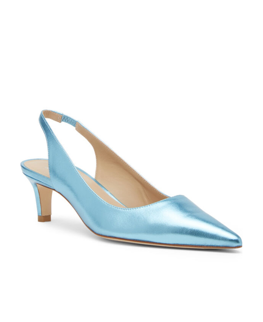 Stuart Weitzman Metallic-effect Pointed Pums In Blue
