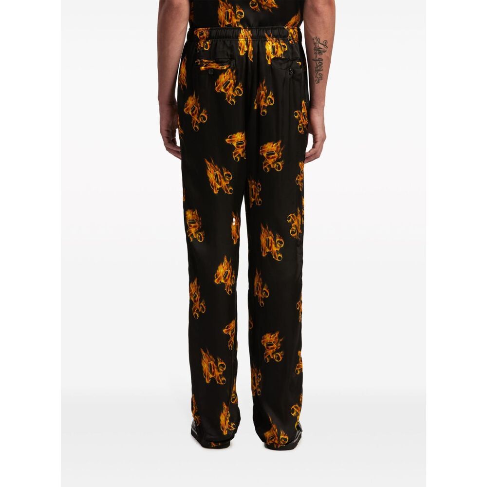 Palm Angels Burning Monogram-embroidered Track Pants In Black