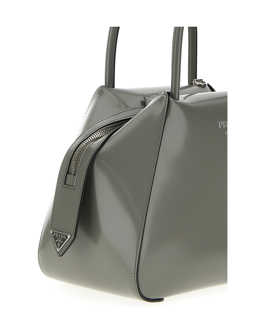Shop Prada Small Supernova Leather Tote Bag In Gray