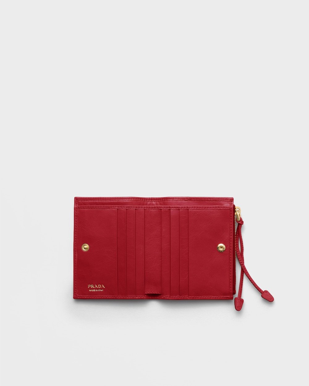 Prada Small Leather Wallet In Red