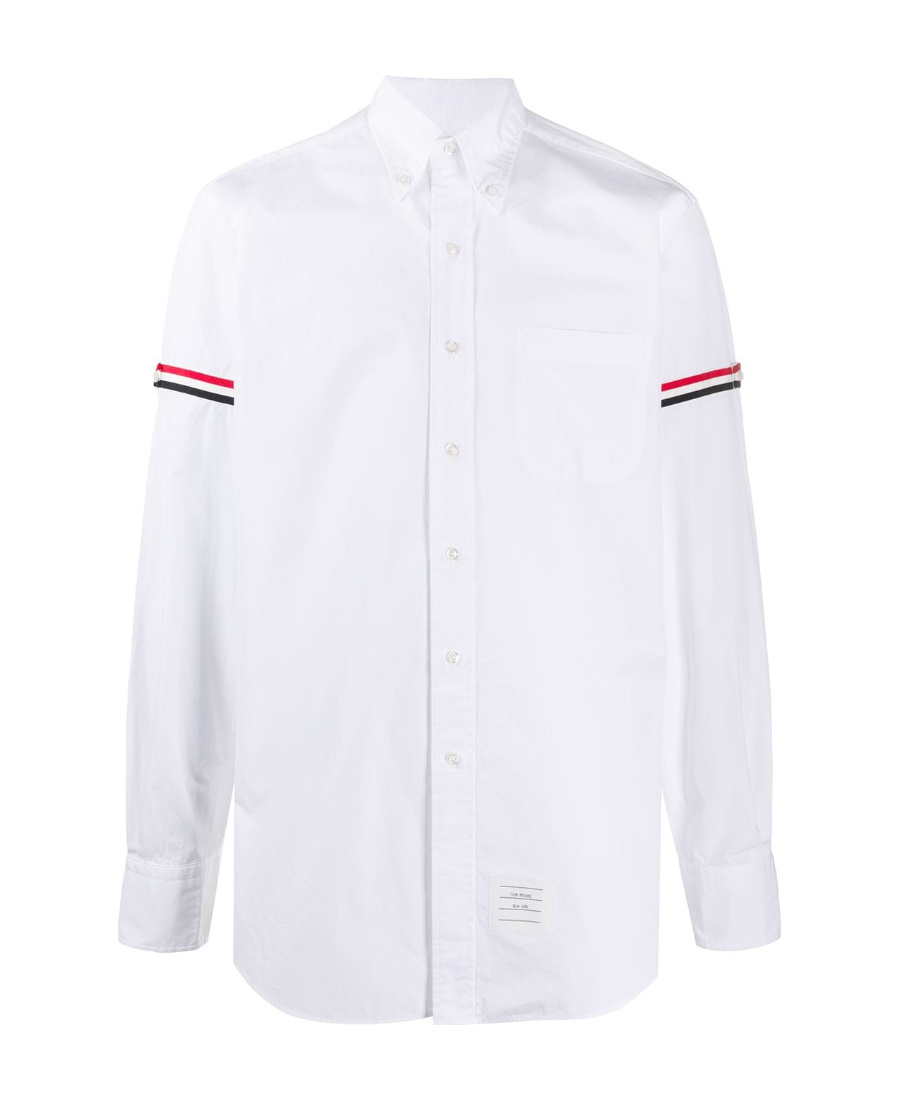 Thom Browne Oxford Button-down Shirt With Rwb Armbands In White
