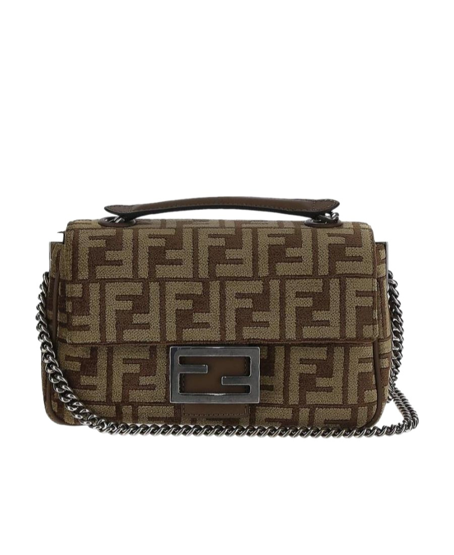 Fendi Ff Monogram Baguette Bag In Brown