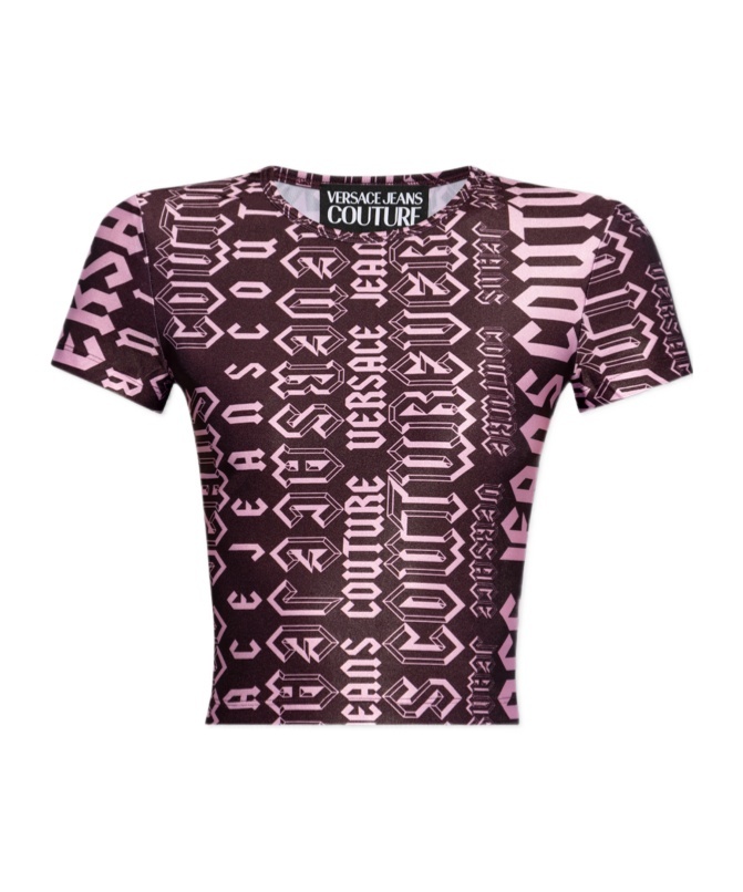 Versace Jeans Logomania Cropped T-shirt In Multicolor