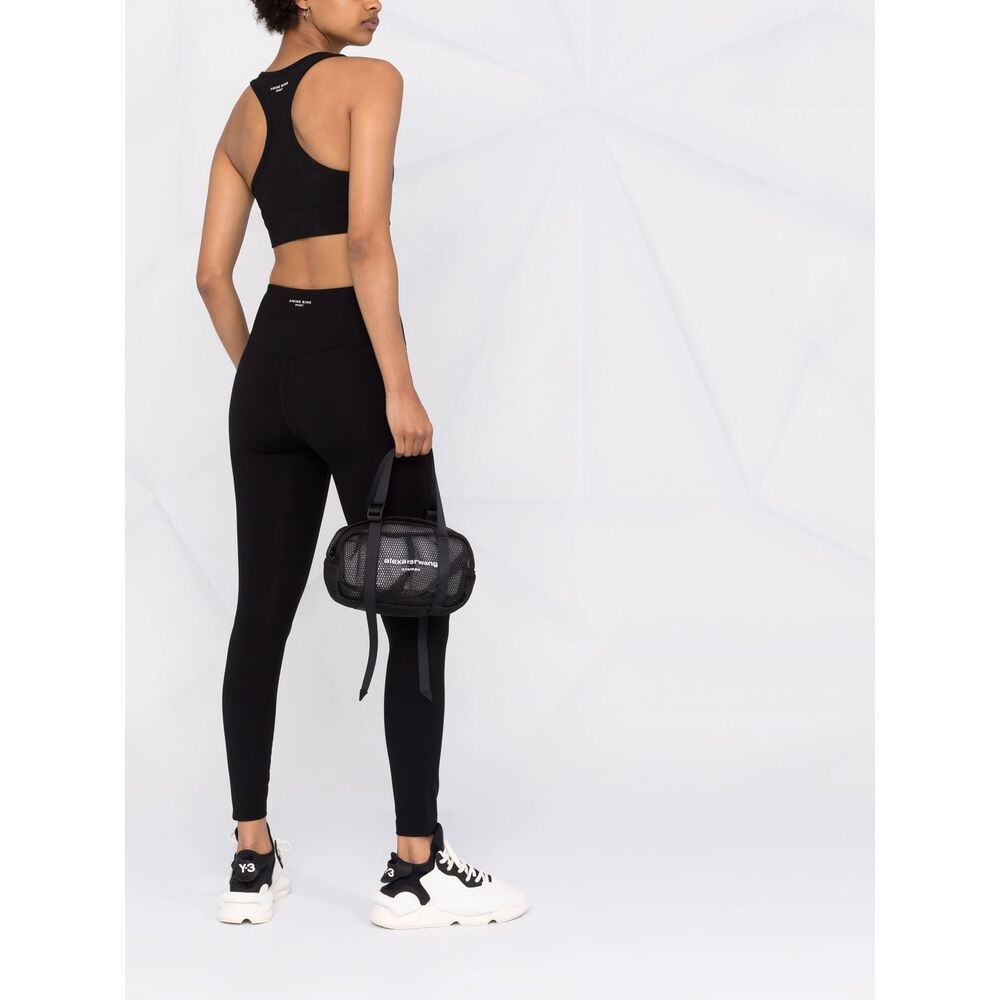 Shop Anine Bing Blair Logo Printed Training Bra In Black