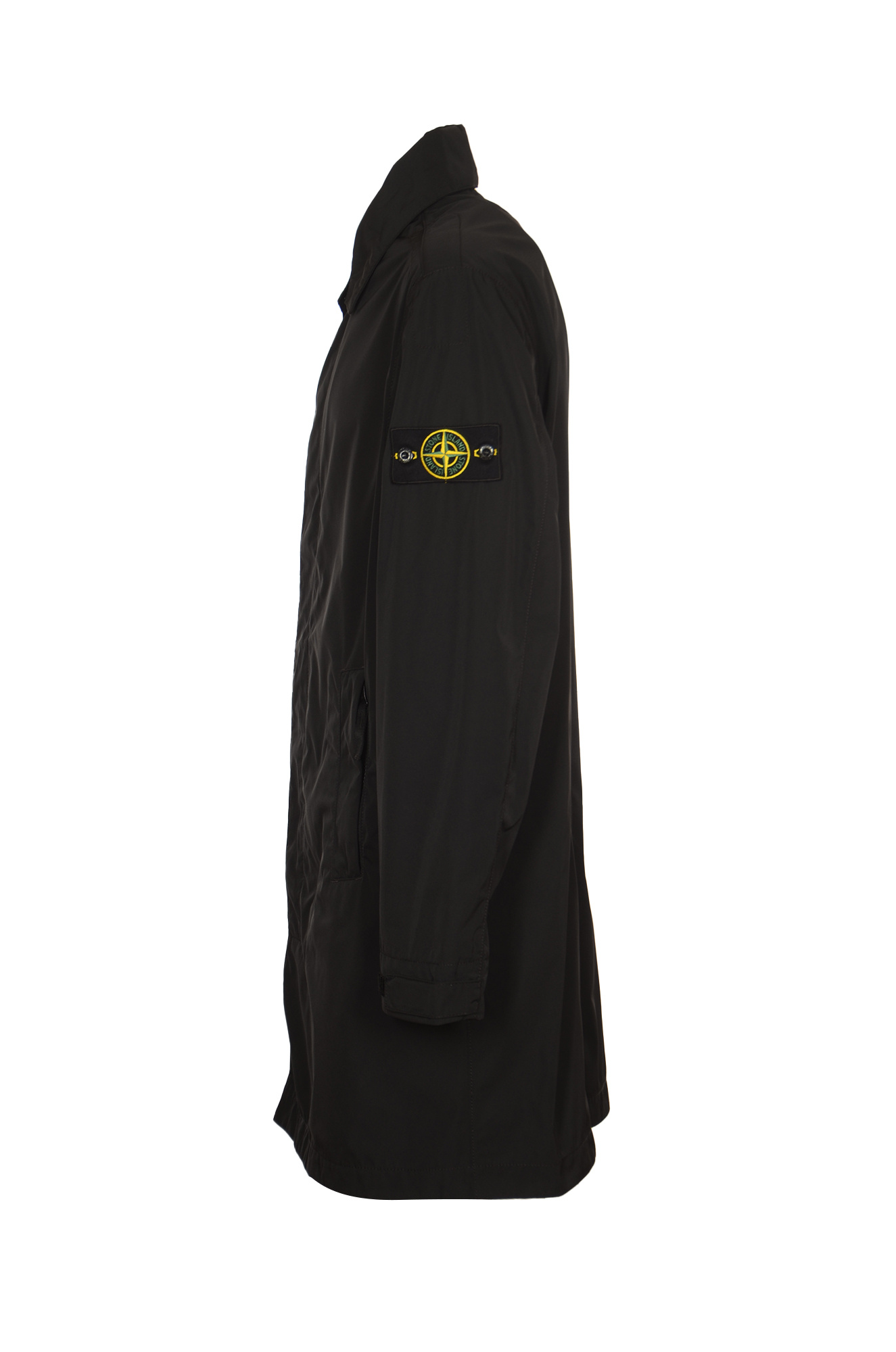 Stone Island Compass-badge Single-breasted Coat In Black