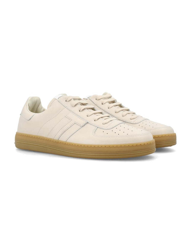Tom Ford Smooth Leather Low Top Sneakers In Nude