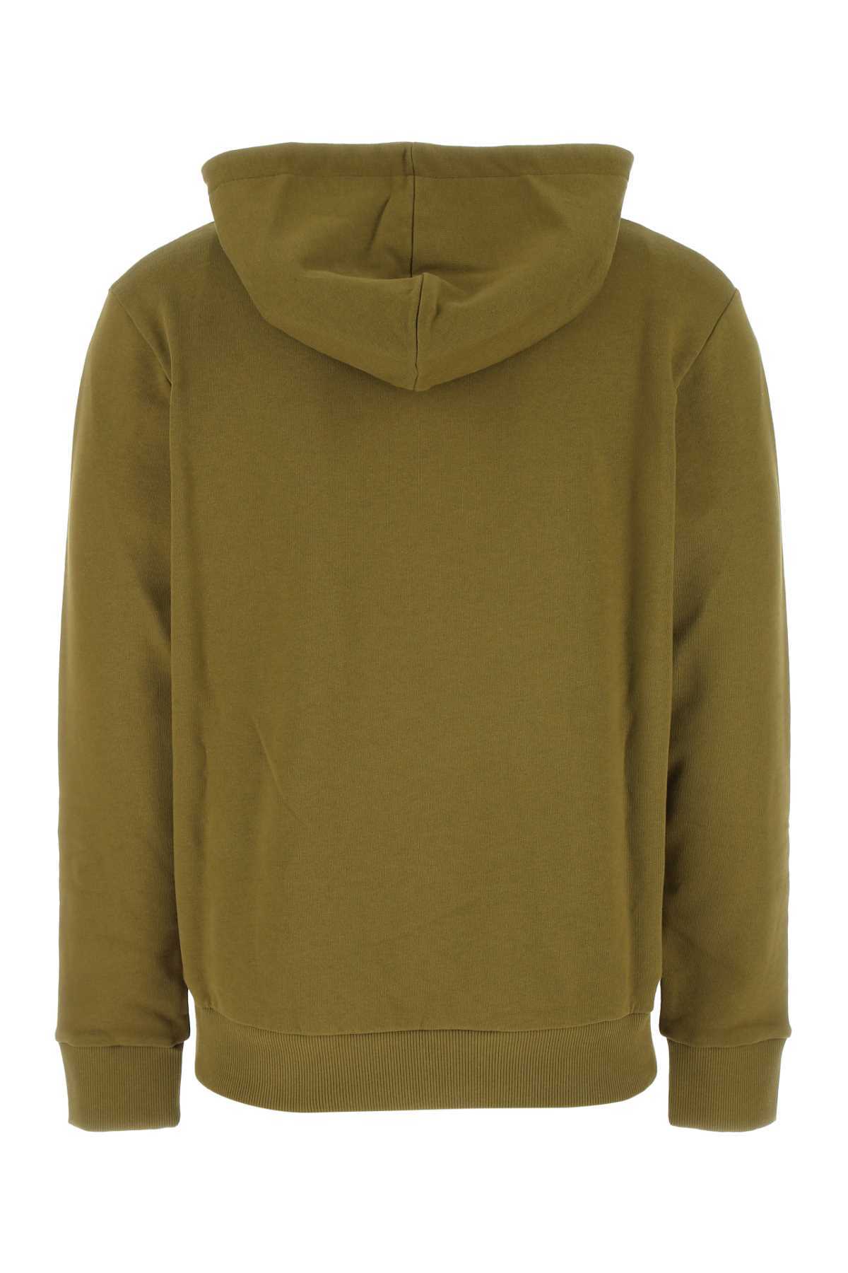 Balmain Drawstring Hooded Sweater With Front Pocket In Green