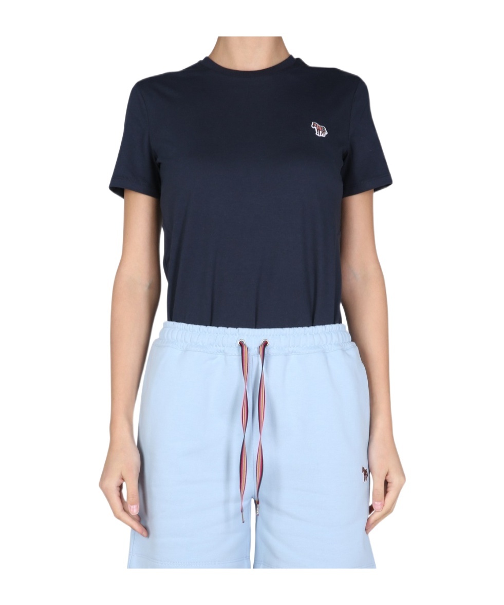 Ps By Paul Smith Ps Paul Smith Zebra Patch Crewneck T In Blue