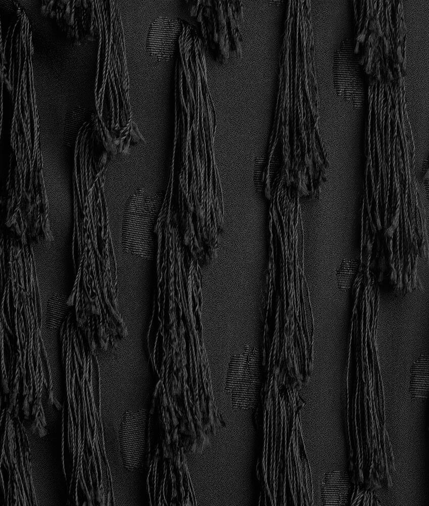 BOTTEGA VENETA FRINGED FIL COUPE CREPE DRESS