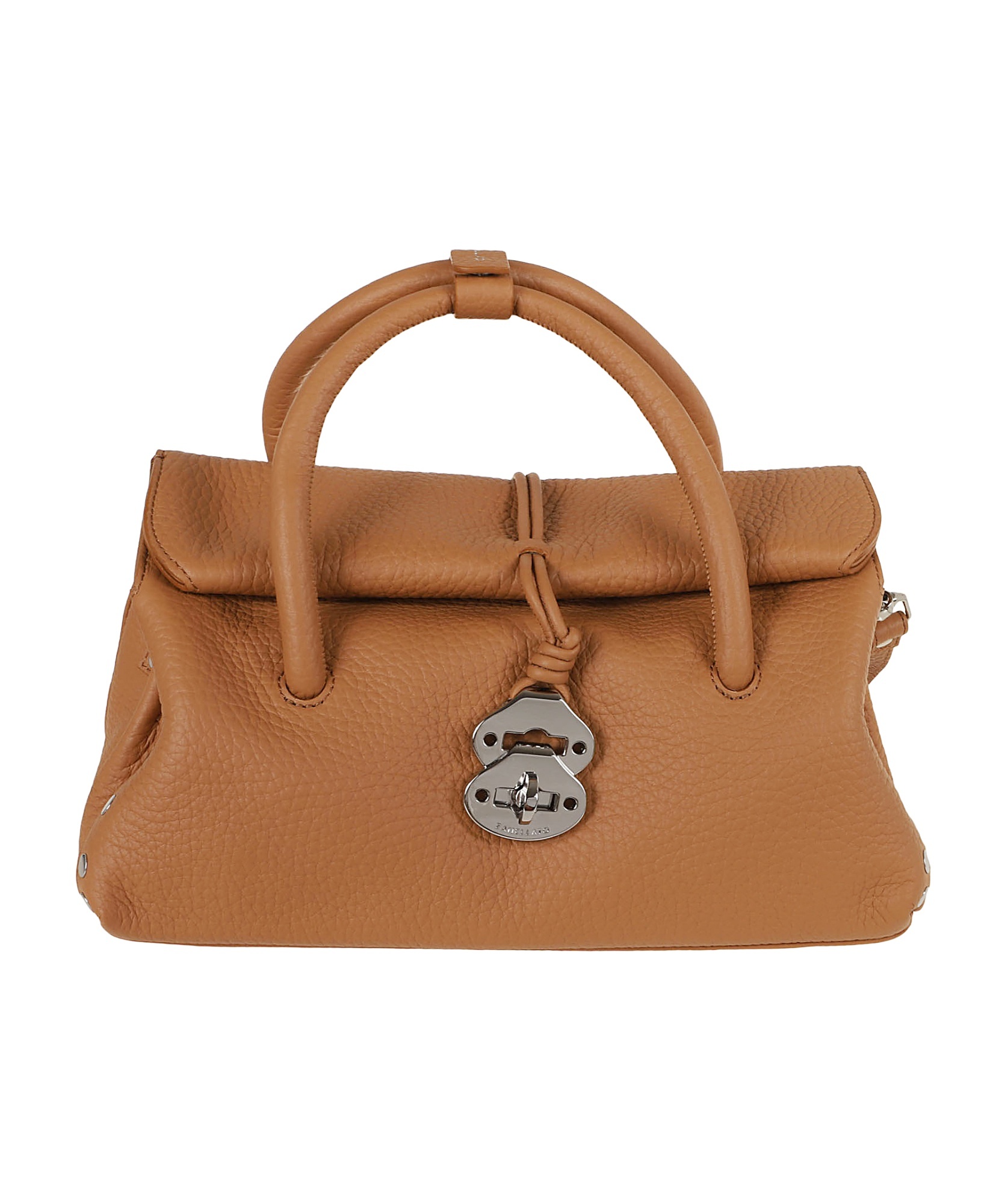 Zanellato Textured Leather Shoulder Bag With Distinctive Clasp In Brown