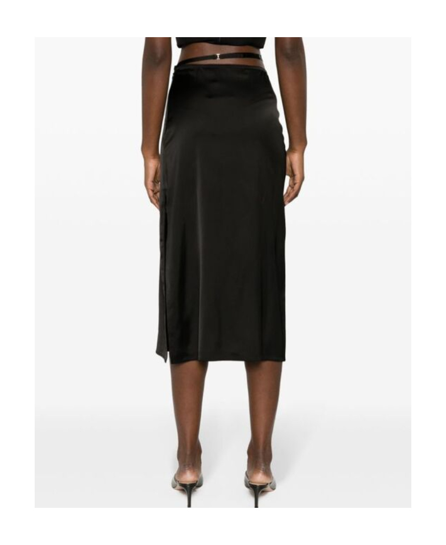 Jacquemus Logo Plaque Midi Skirt In Black