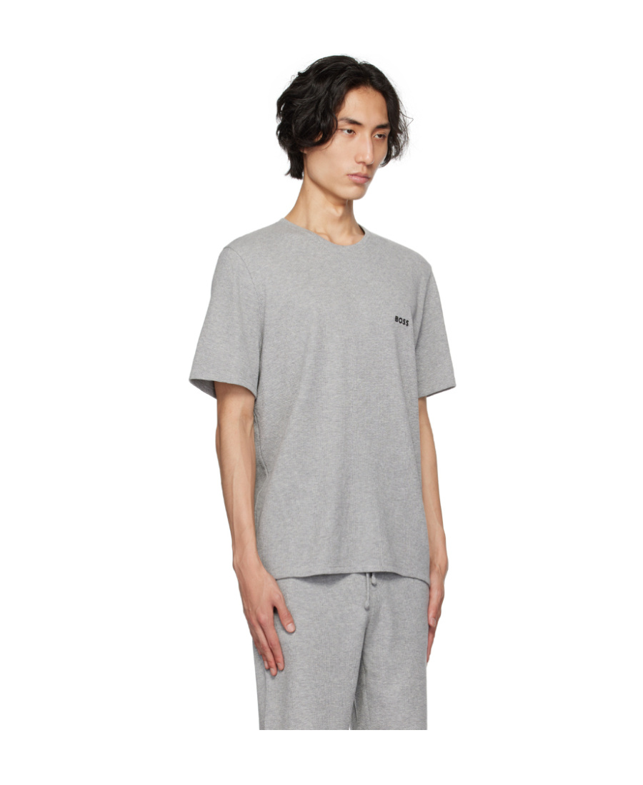 Hugo Boss T-shirt With Round Neck And Short Sleeves In Gray