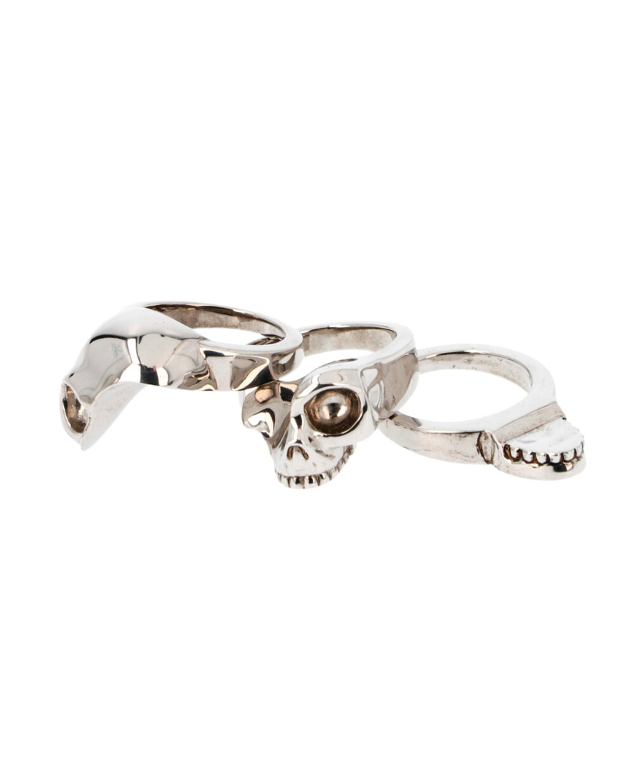 Alexander Mcqueen Divided Skull Ring In White