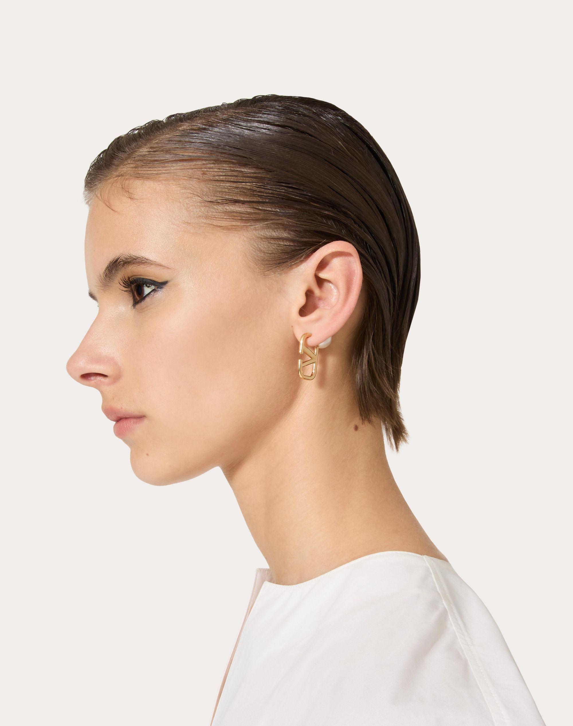 Valentino Logo Earrings In Yellow