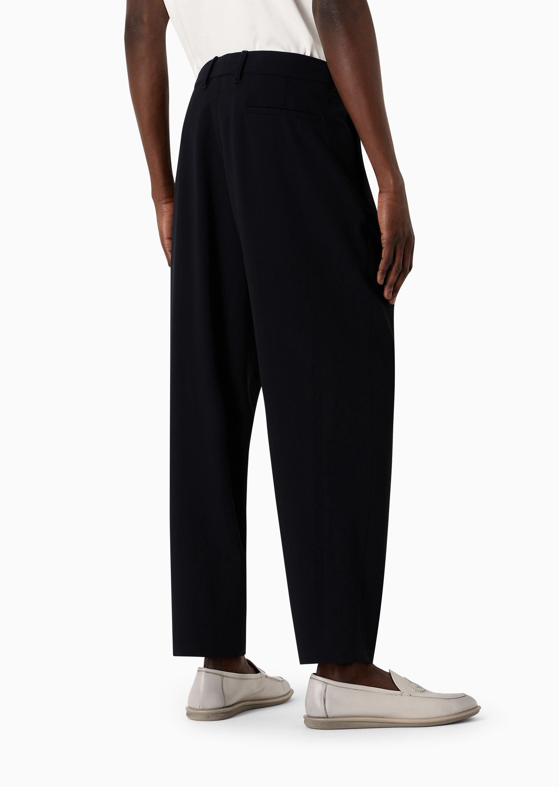Giorgio Armani Cupro And Viscose Jacquard One-dart Trousers In Black