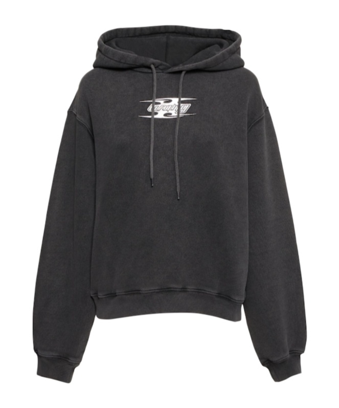 Alexander Wang Cotton Hoodie W/ Logo In Gray